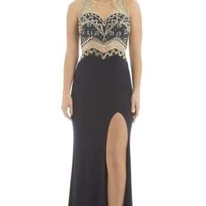 Elegant Black and Gold Evening Gown